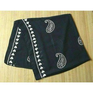 Scarf Women's 70" Oblong Rectangle Paisley Embroidered Embroidery Hearts Black